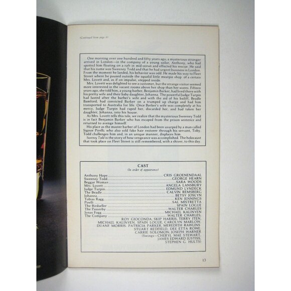 Sweeney Todd Stagebill Arie Crown Theatre Angela Lansbury George Hearn 1981 - Picture 4 of 6